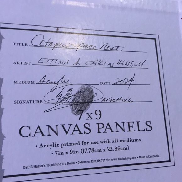 ⭕️ SOLD Octopus space art original painting ocean pop surrealism artwork - Picture 6 of 6